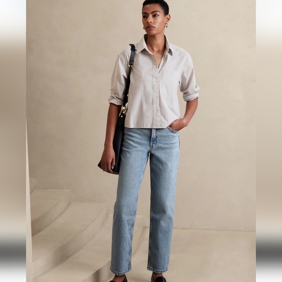 BANANA REPUBLIC PREMIUM  DENIM HIGH-RISE STRAIGHT JEAN - Picture 1 of 9